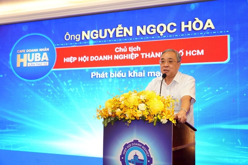 Ông Nguyễn Ngọc Hòa - Chủ tịch HUBA chia sẻ tại chương trình