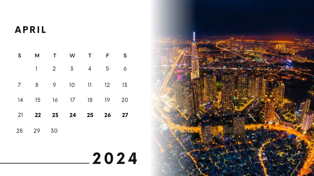 Lịch công tác HUBA từ ngày 21.42.024 đến ngày 28.4.2024