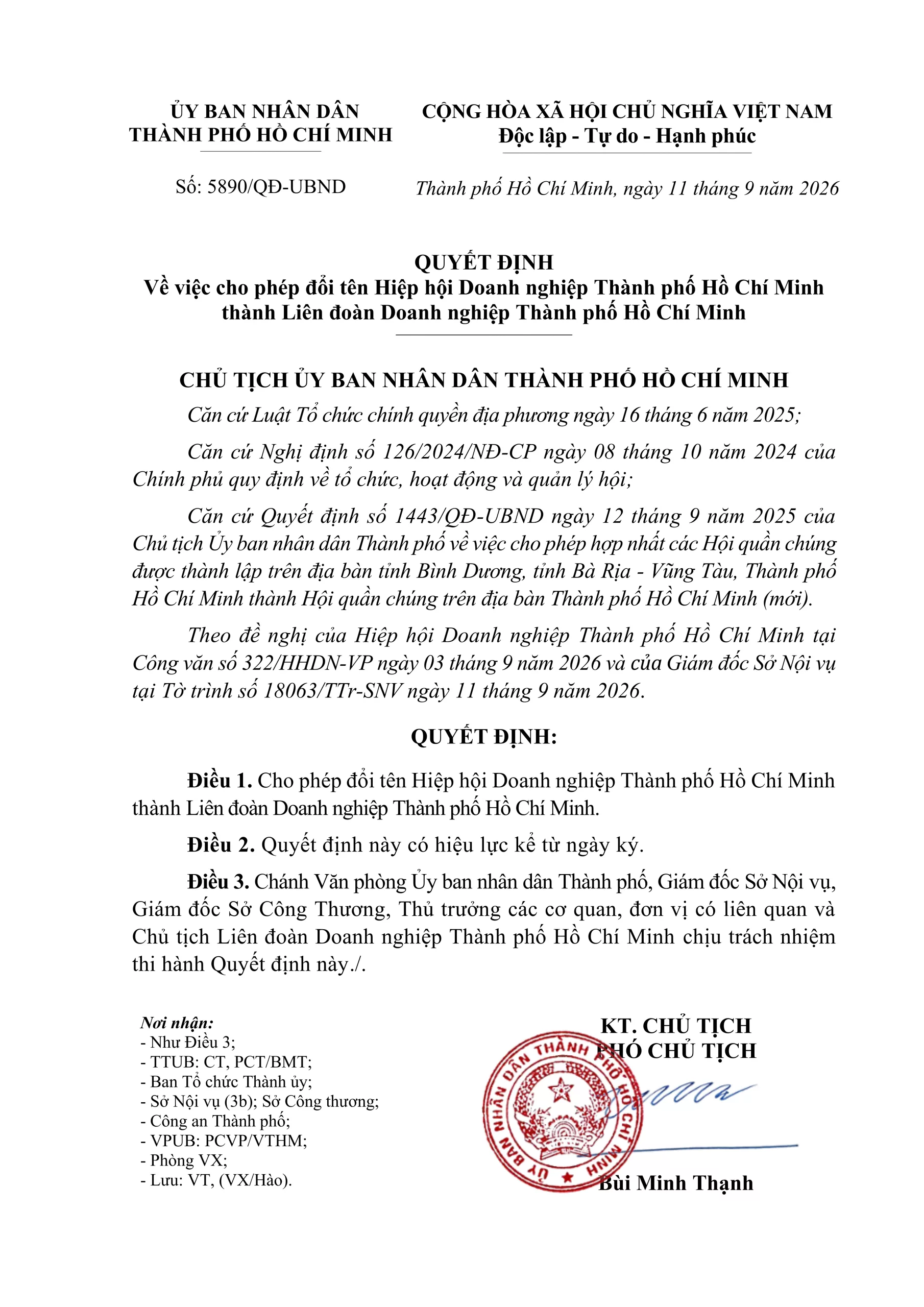 20260915 Quyet dinh cho phep doi ten Hiep hoi Doanh nghiep TPHCM scaled